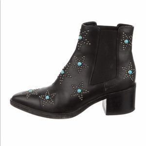 Valentino Chelsea Boots - Turquoise Studded Black Leather